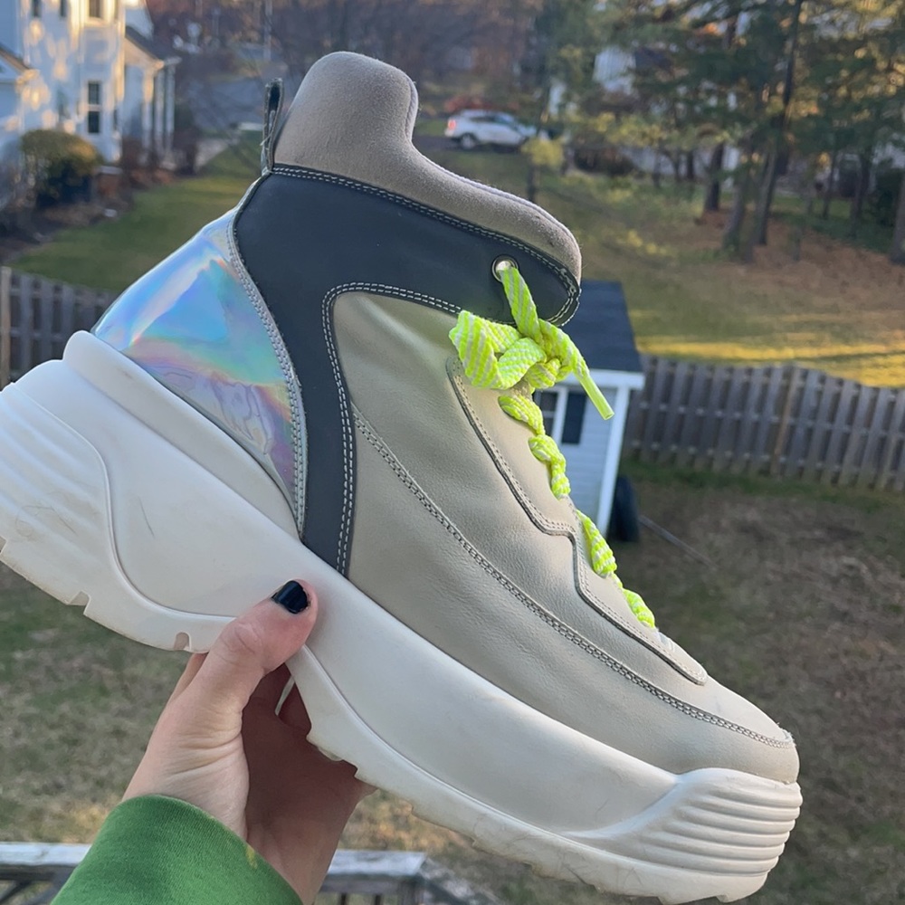 free people luca high top chunky winter sneakers boots platform hologram